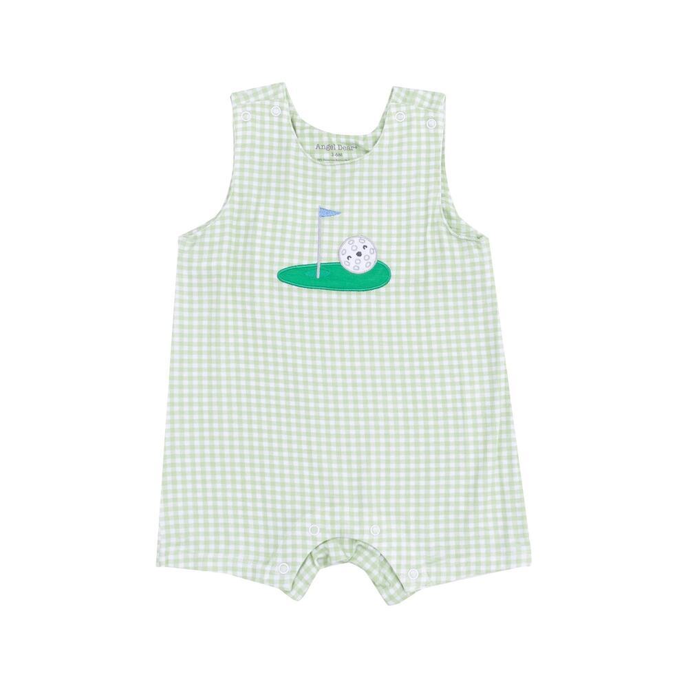 Tullabee Baby 18-24M Green & White Gingham Golf Appliqué Onesie Preppy Summer